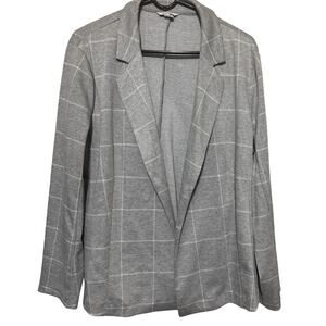 Cato Knit Blazer Jacket Gray Windowpane open front Career office sz L
